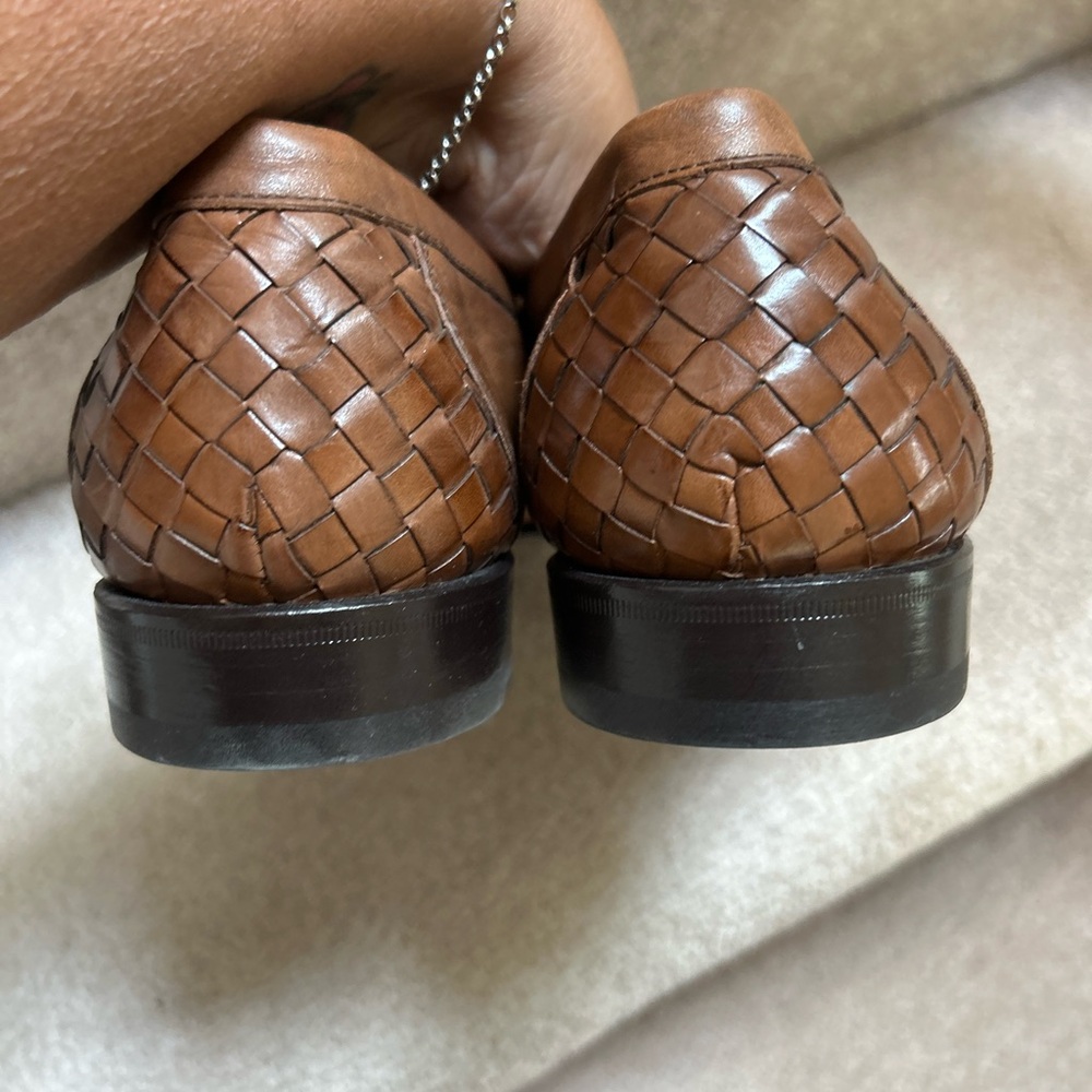 Men’s Mezlan Brown Leather Loafers with Intricate Weaving 🆕 - Picture 10 of 12